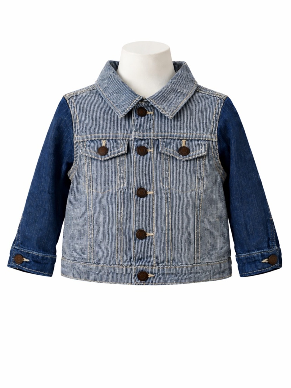 Size 18M Baby B’gosh Toddler Denim Jacket Striped Western Trucker RARE